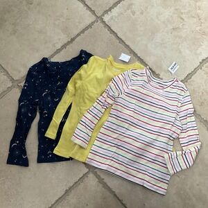 NWT Old Navy LOT Girls 4T Long Sleeve T-Shirt Bundle 3 Pack Celestial Striped